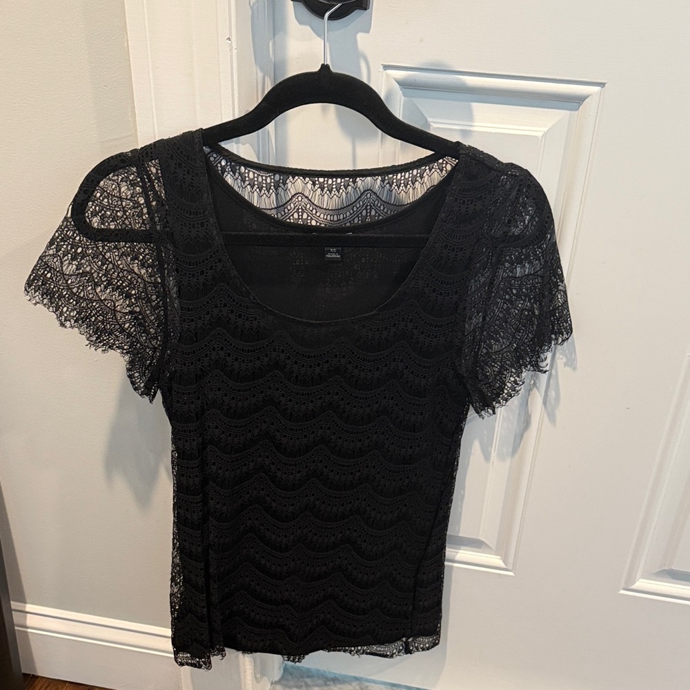 Ann Taylor Black Lace Blouse